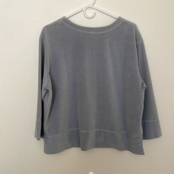 J Jill Light Blue Velvet Shirt With Unique Silver Buttons - Picture 2 of 5